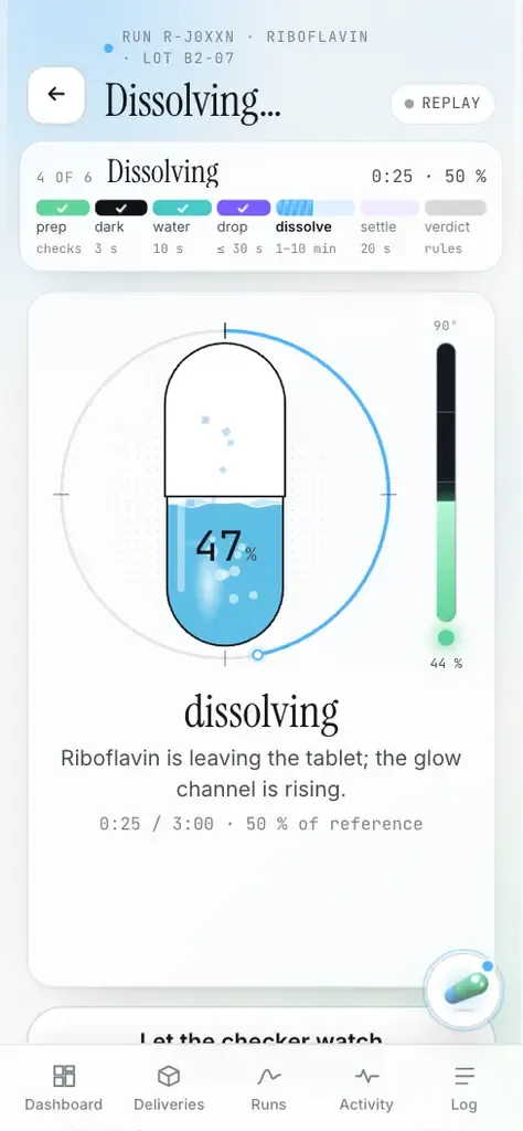 Clinic app run, dissolving phase